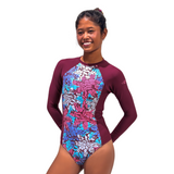 Flower On Hills One Piece Ladies Purple