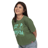 Stop & Breath Oversize Green Crop Top Ladies
