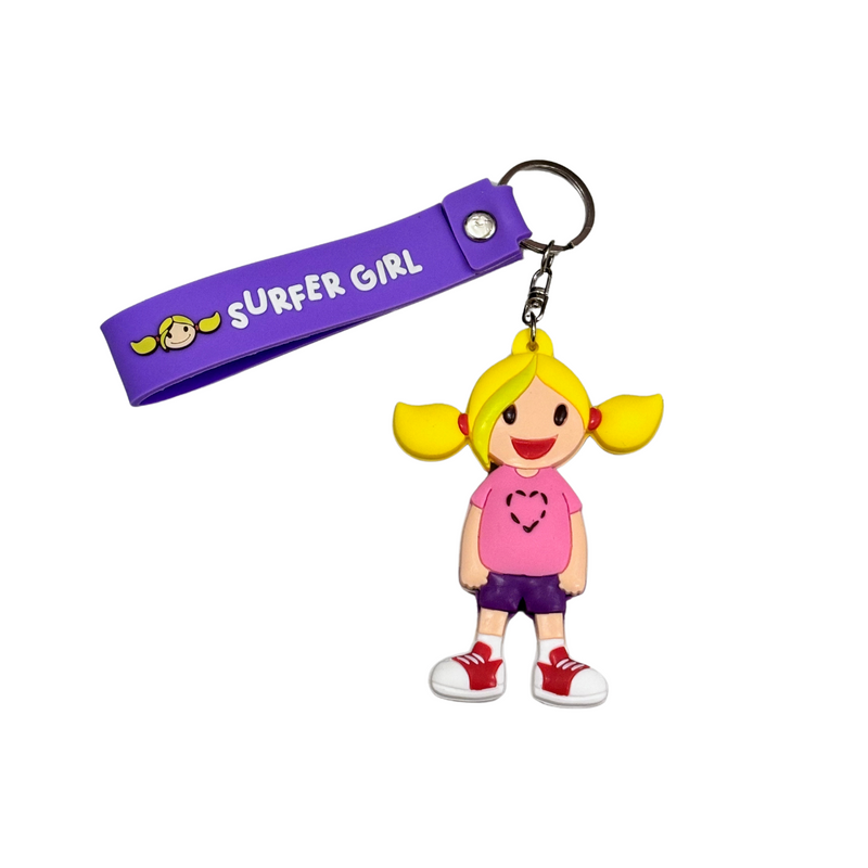 Surfer Girl 3D Summer Keyring Purple