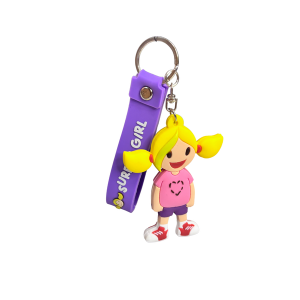 Surfer Girl 3D Summer Keyring Purple