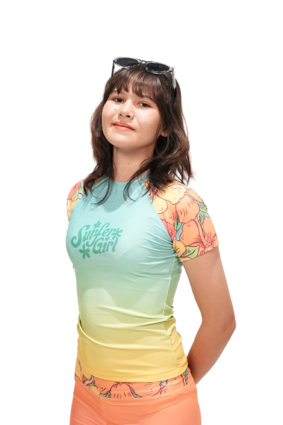 Surfer Girl Hibiscus Ombre Short Sleeve Rashvest