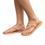 FLOWER ABSTRACT BACKSTRAP LADIES SANDAL CREAM