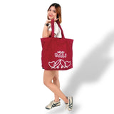 Surfer Girl Hello Bali Beach Bag Red