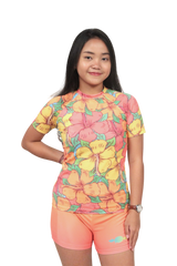 Hibiscus All Over Print Ladies Short Sleeve Rashvest