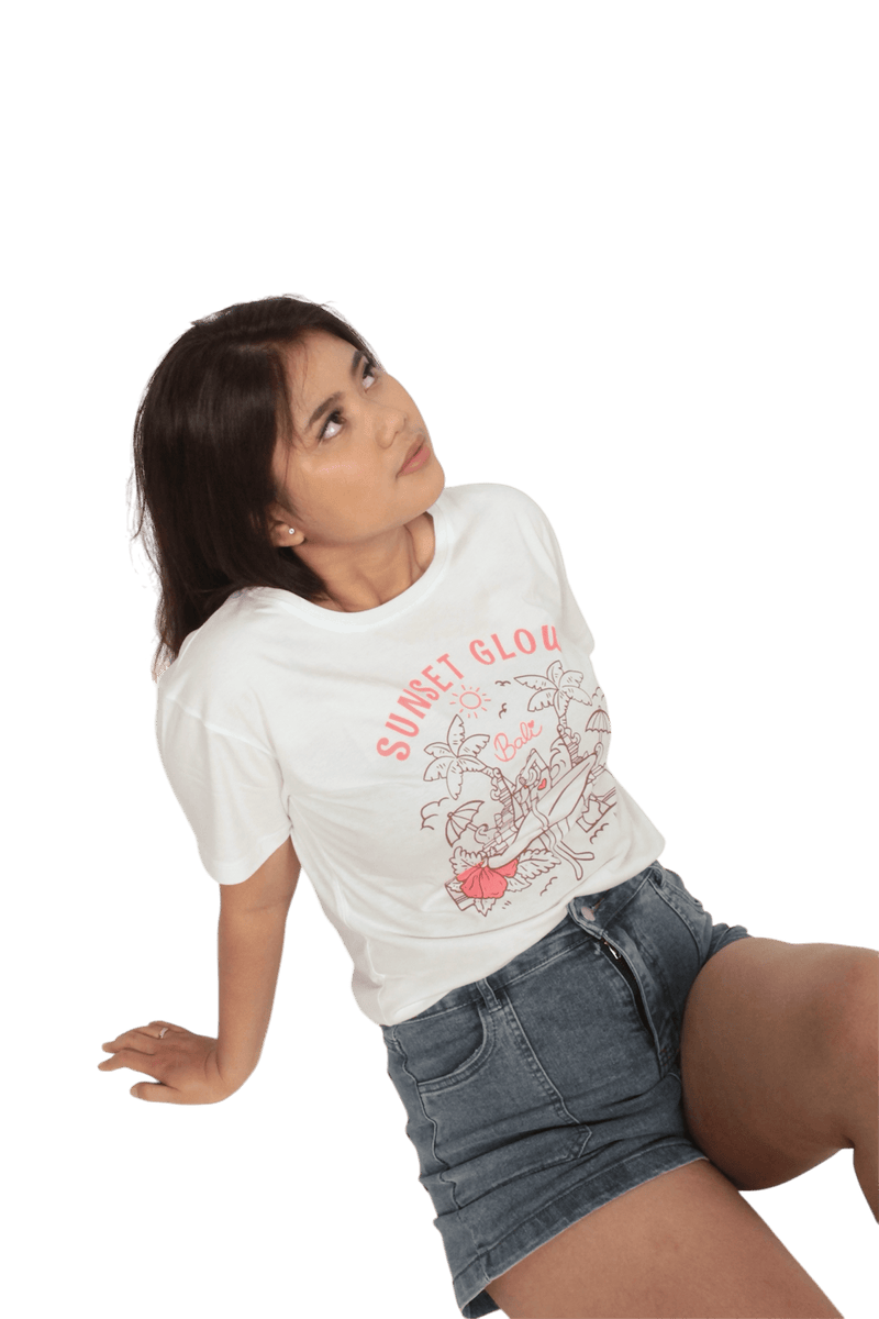 Surfer Girl Sunset Glow in Bali Ladies Tee