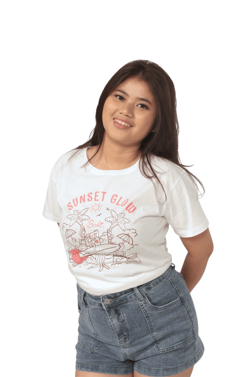 Surfer Girl Sunset Glow in Bali Ladies Tee