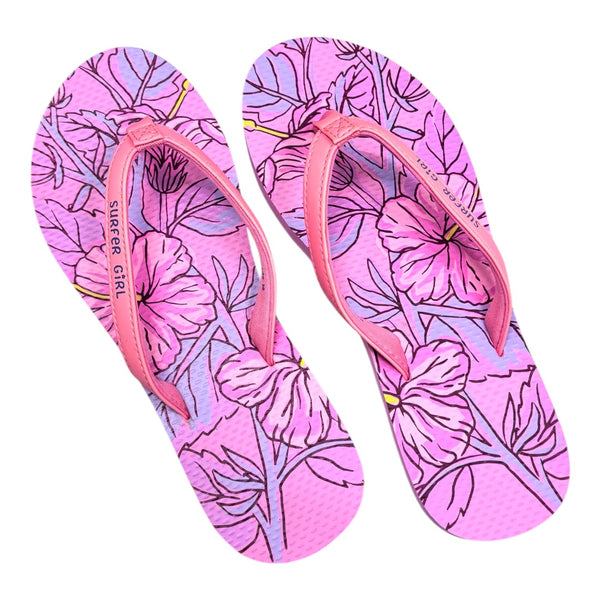 SURFER GIRL ABSTRACT HIBISCUS LADIES SANDAL