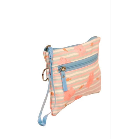 Surfer Girl Summer Stripe Hibiscus Pouch