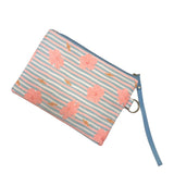 Surfer Girl Summer Stripe Hibiscus Pouch