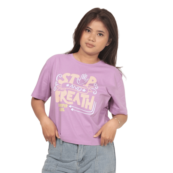 Stop & Breath Oversize Lilac Crop Top Ladies