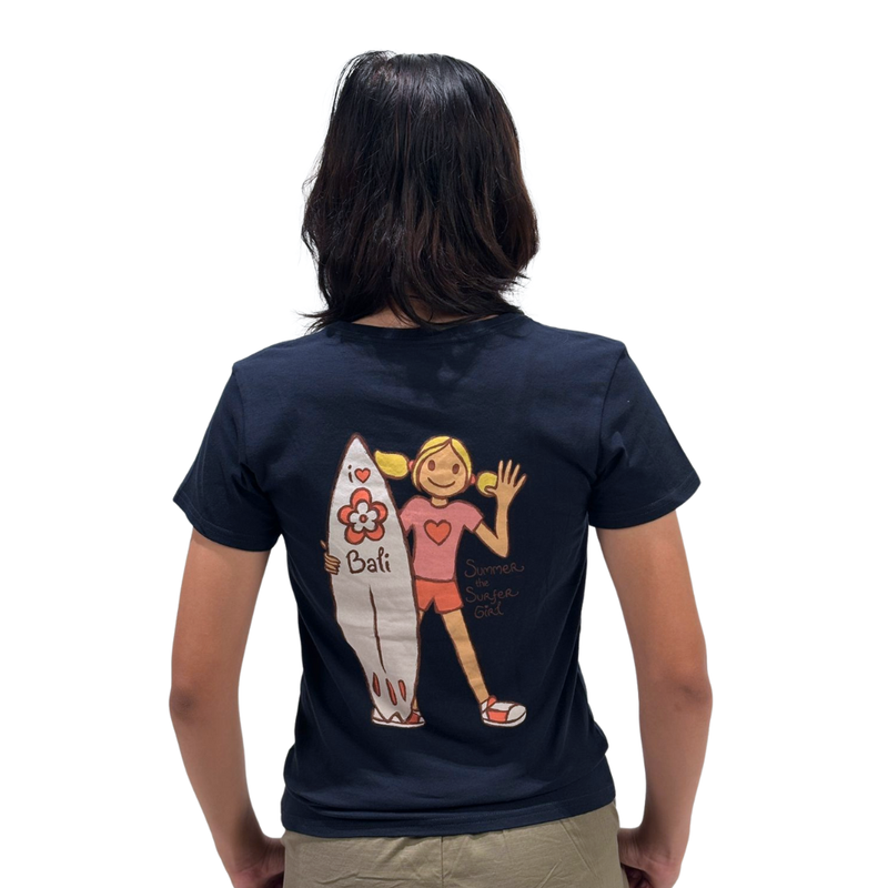 Summer Surf I Love Bali Ladies Navy Tee