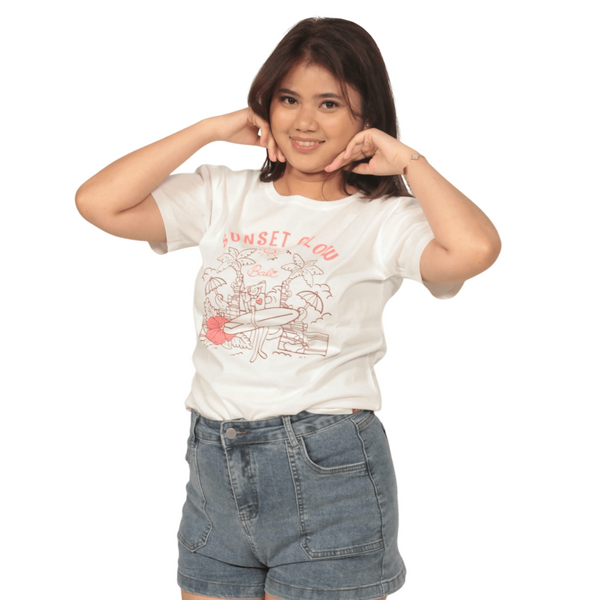 Sunset Glow in Bali White Ladies Tee