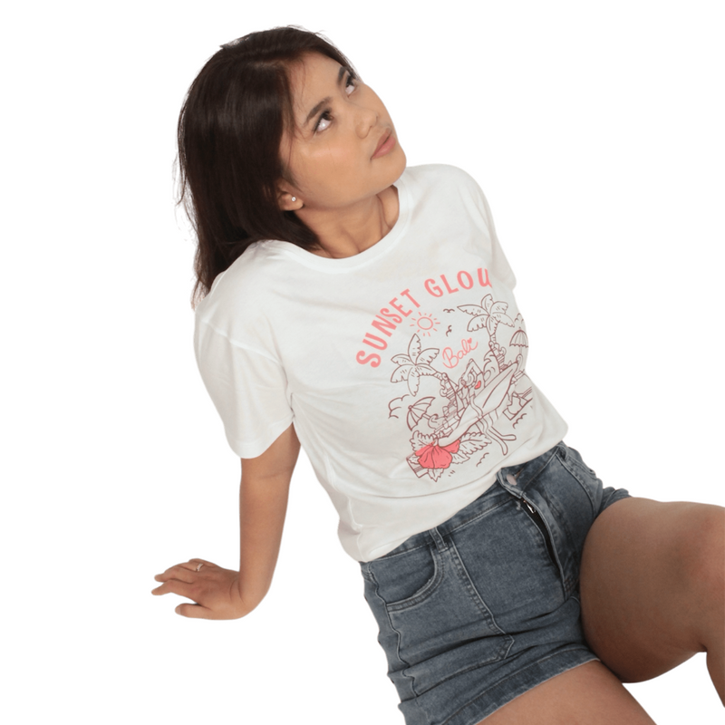 Sunset Glow in Bali White Ladies Tee